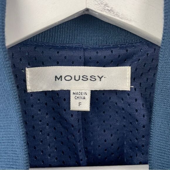 MOUSSY Blue Lightweight Zip Front Hooded Rain Jacket Free Size - Picture 5 of 8